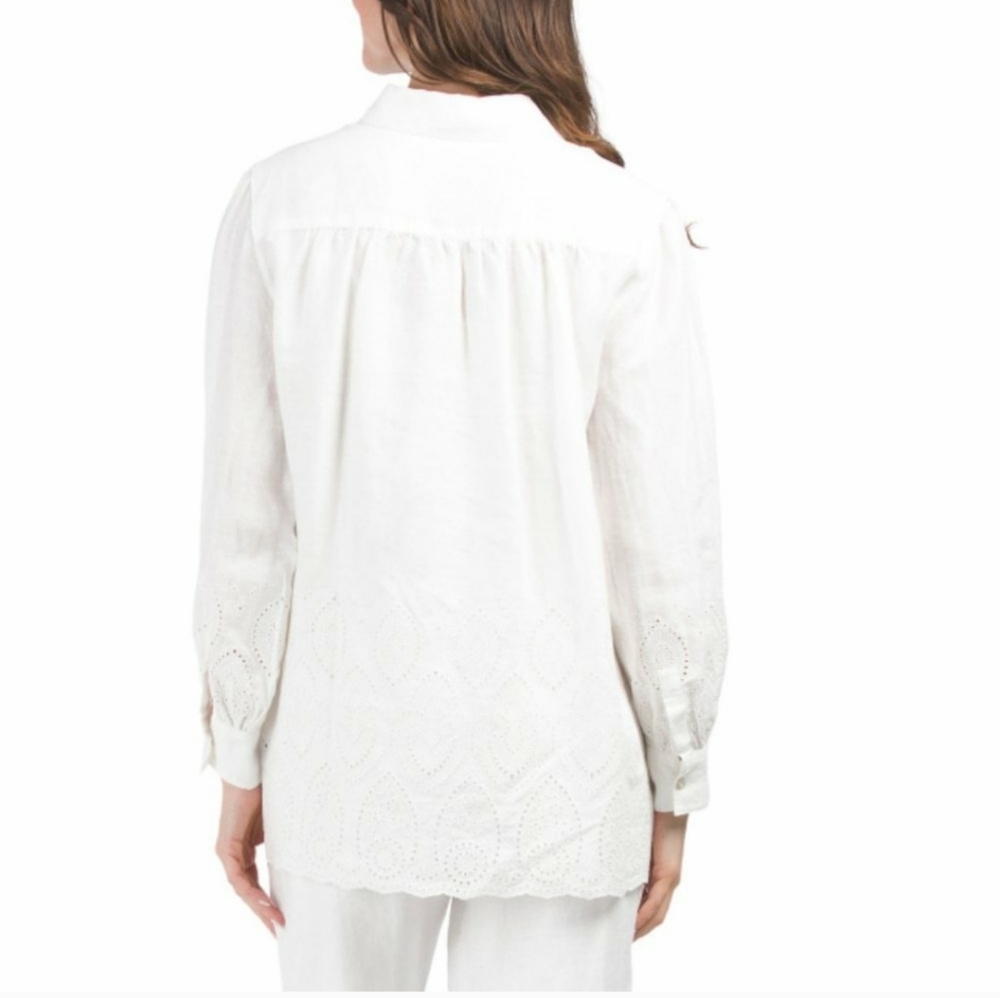 Nwt Elie Tahari medium 100% linnen shirt with buttons Delicate Lace - Picture 12 of 13